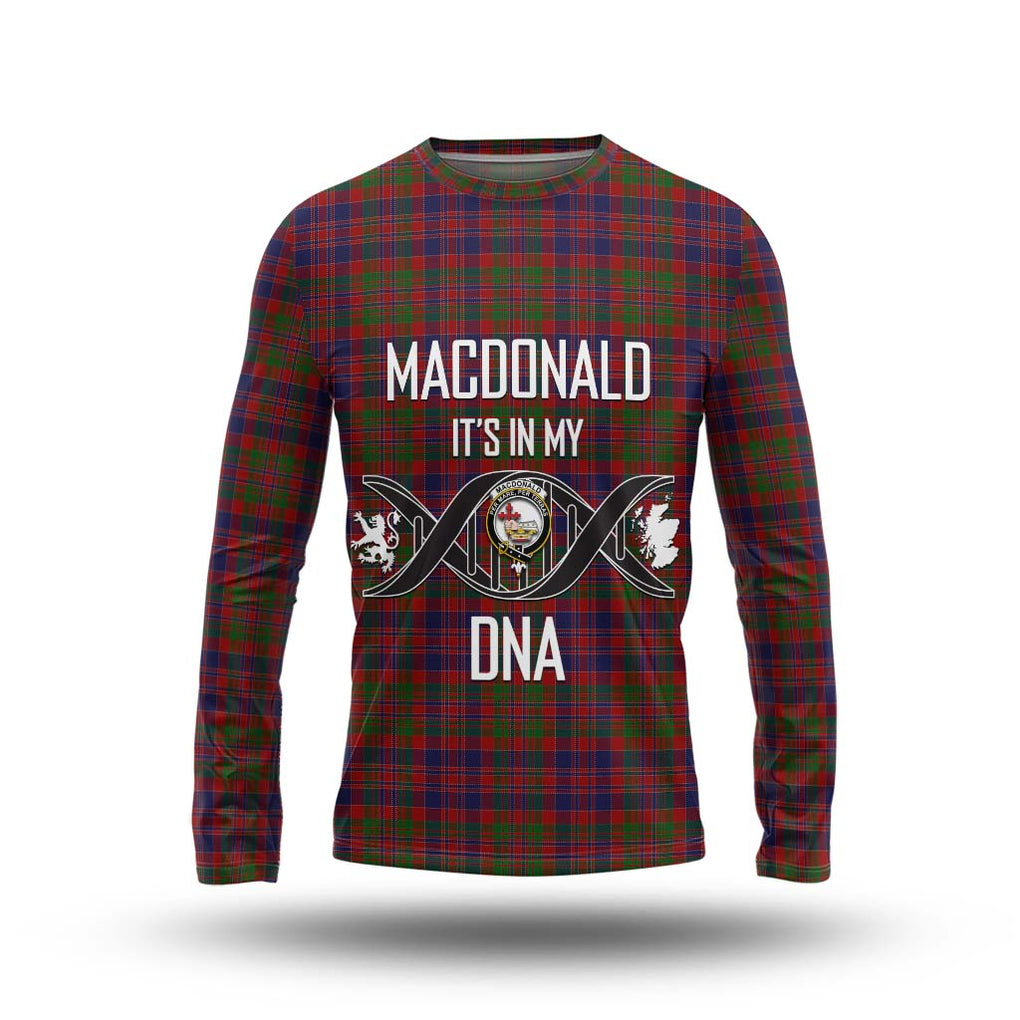 MacDonald of Boisdale Tartan Long Sleeve T-Shirt with Family Crest DNA In Me Style Unisex - Tartanvibesclothing Shop