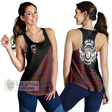 MacDonald of Boisdale Tartan Women's Racerback Tanks with Family Crest and Military Logo Style 4XL - Tartanvibesclothing Shop