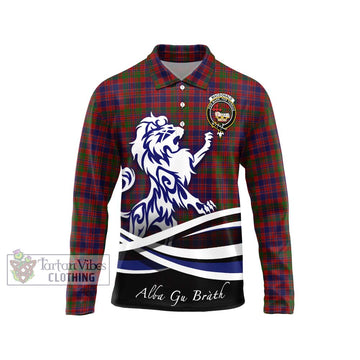 MacDonald of Boisdale Tartan Long Sleeve Polo Shirt with Alba Gu Brath Regal Lion Emblem Unisex - Tartan Vibes Clothing