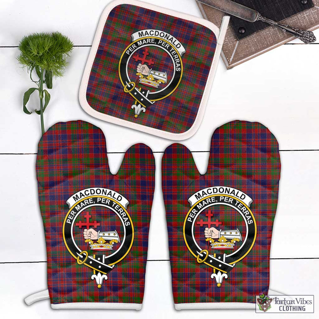 MacDonald of Boisdale Tartan Combo Oven Mitt & Pot-Holder with Family Crest Combo 1 Oven Mitt & 1 Pot-Holder White - Tartan Vibes Clothing