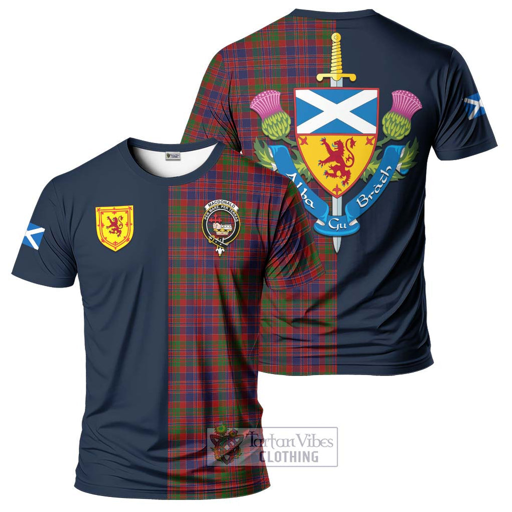 Tartan Vibes Clothing MacDonald of Boisdale Tartan T-Shirt Alba with Scottish Lion Royal Arm Half Style