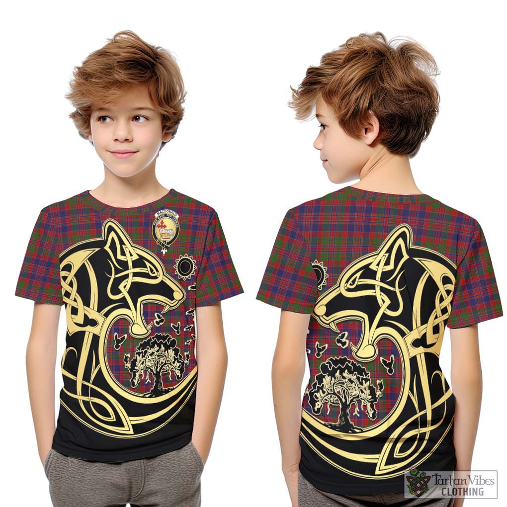 MacDonald of Boisdale Tartan Kid T-Shirt with Family Crest Celtic Wolf Style Youth XL Size14 - Tartan Vibes Clothing