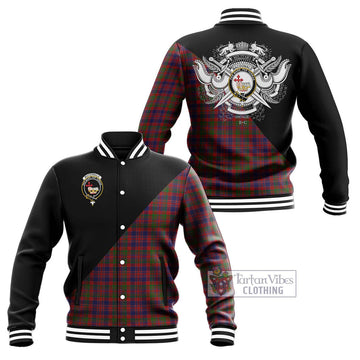 MacDonald of Boisdale Tartan Baseball Jacket with Family Crest and Military Logo Style Unisex - Tartanvibesclothing Shop
