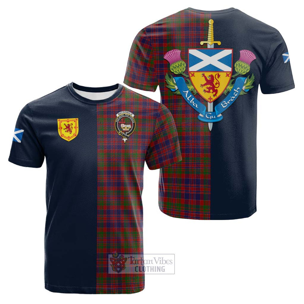 Tartan Vibes Clothing MacDonald of Boisdale Tartan Cotton T-shirt with Scottish Lion Royal Arm Half Style