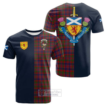 Tartan Vibes Clothing MacDonald of Boisdale Tartan Cotton T-shirt with Scottish Lion Royal Arm Half Style