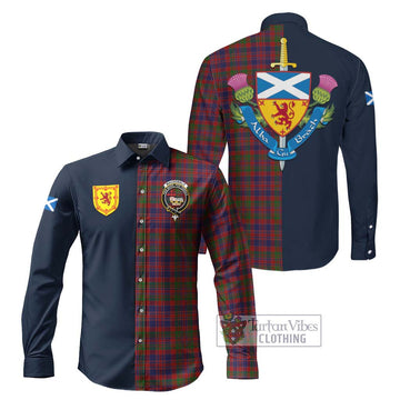 MacDonald of Boisdale Tartan Long Sleeve Button Shirt Alba with Scottish Lion Royal Arm Half Style