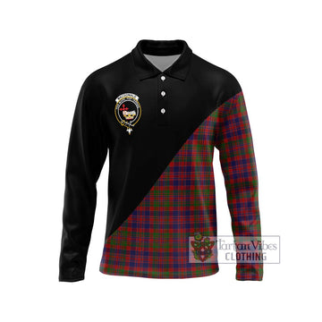 MacDonald of Boisdale Tartan Long Sleeve Polo Shirt with Family Crest and Military Logo Style Unisex - Tartan Vibes Clothing