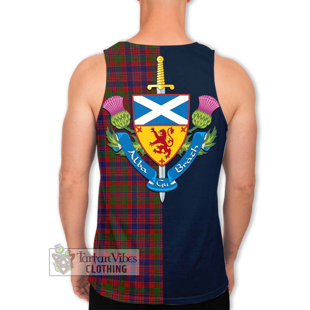 Tartan Vibes Clothing MacDonald of Boisdale Tartan Men's Tank Top with Scottish Lion Royal Arm Half Style