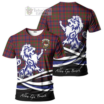 Tartan Vibes Clothing MacDonald of Boisdale Tartan Cotton T-shirt with Alba Gu Brath Regal Lion Emblem