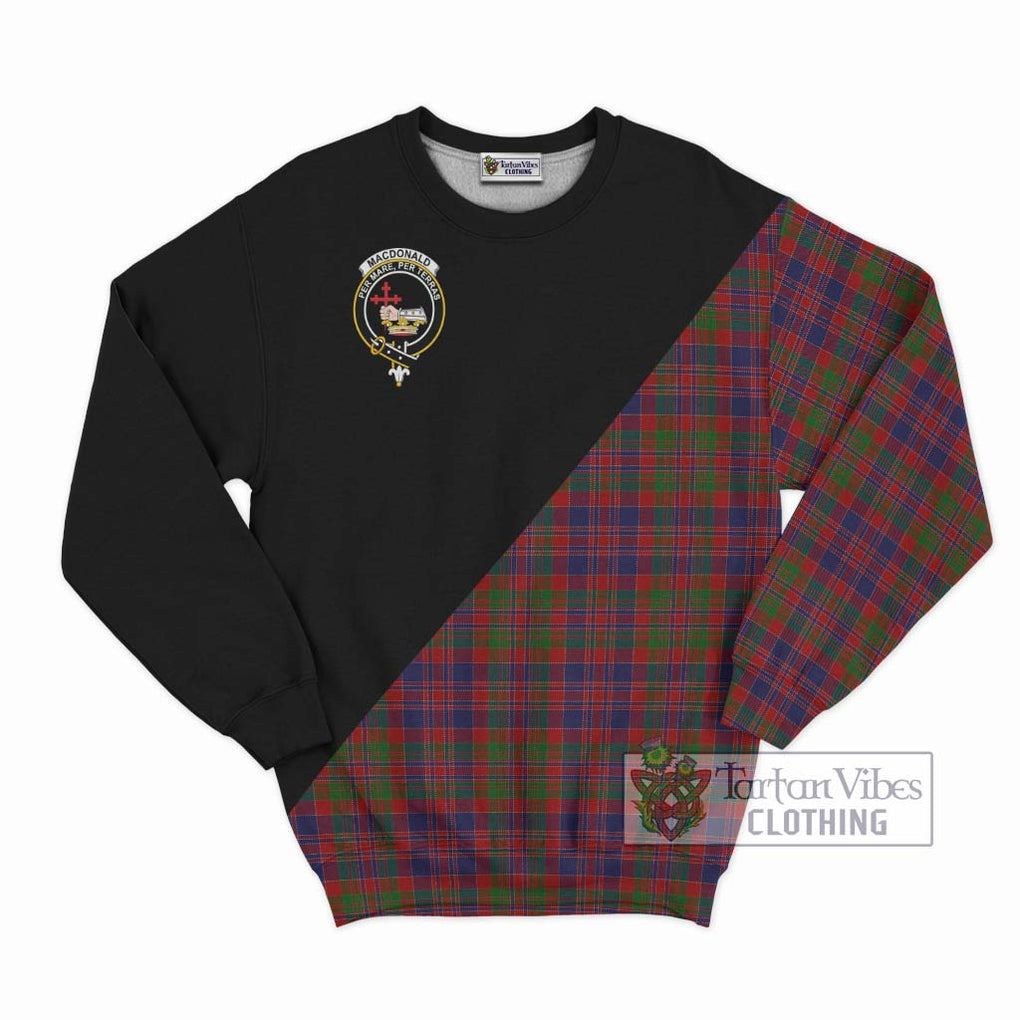 MacDonald of Boisdale Tartan Sweatshirt with Family Crest and Military Logo Style - Tartanvibesclothing Shop