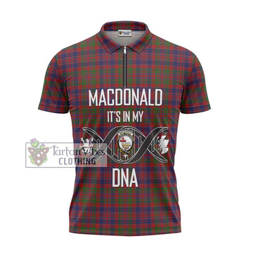 MacDonald of Boisdale Tartan Zipper Polo Shirt with Family Crest DNA In Me Style - Tartanvibesclothing Shop