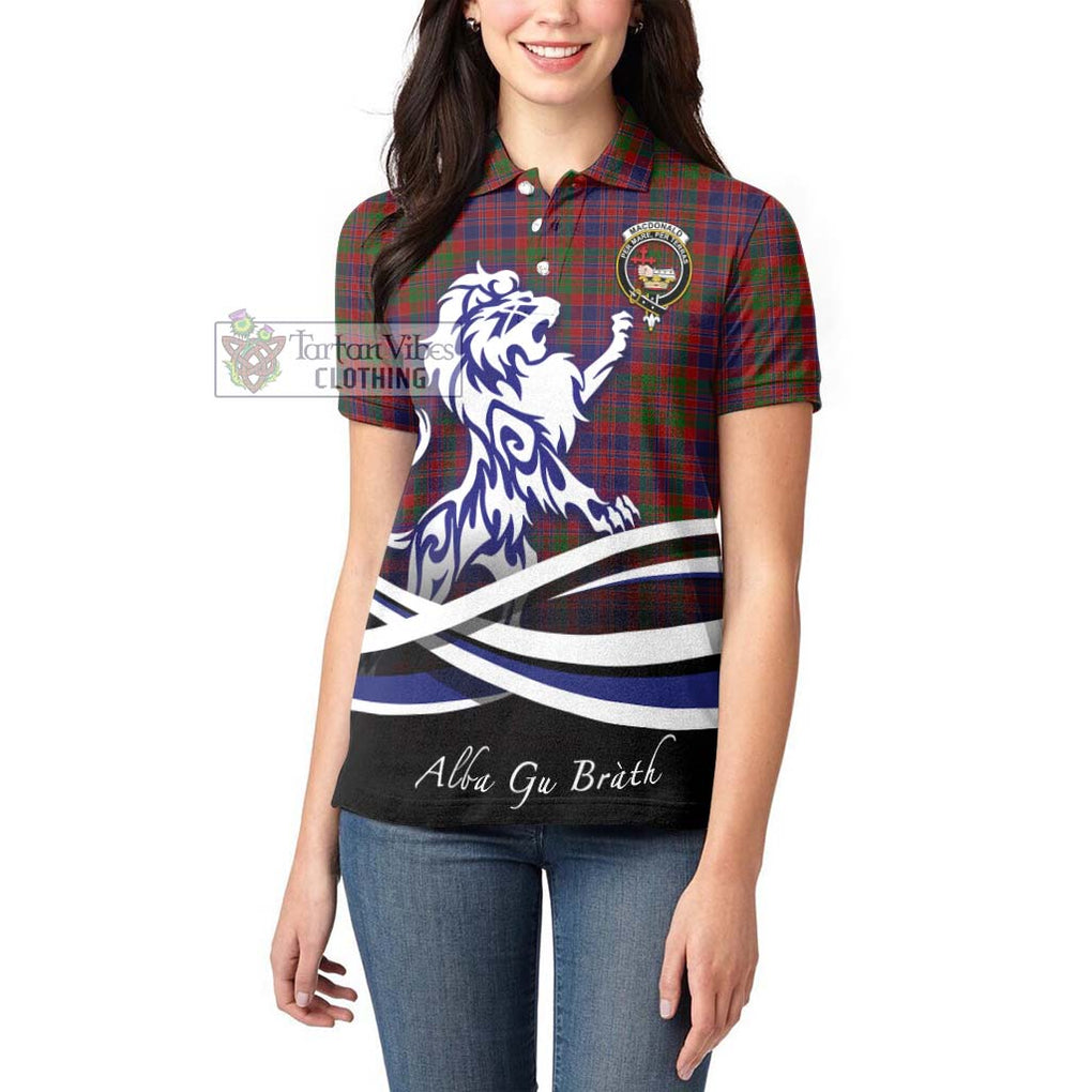 MacDonald of Boisdale Tartan Women's Polo Shirt with Alba Gu Brath Regal Lion Emblem - Tartanvibesclothing Shop