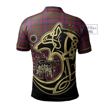 MacDonald of Boisdale Tartan Polo Shirt with Family Crest Celtic Wolf Style