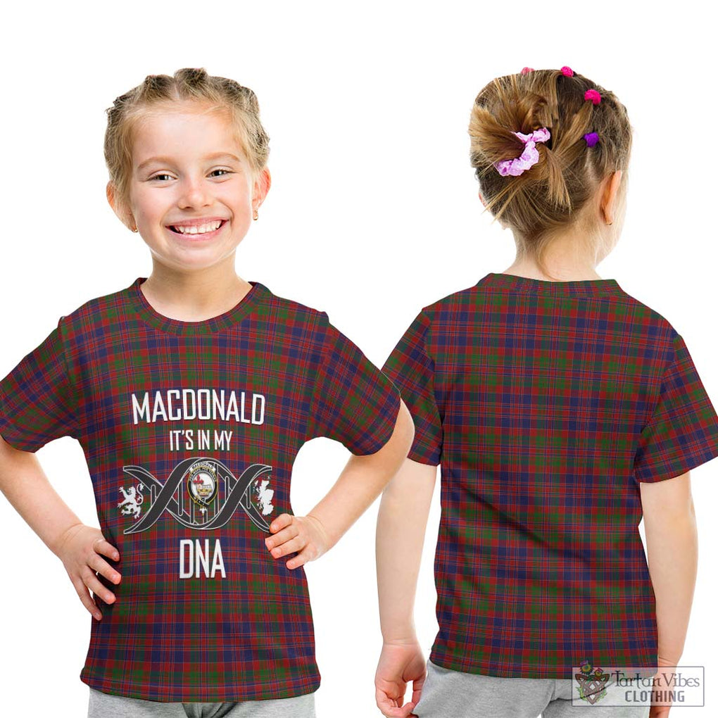 MacDonald of Boisdale Tartan Kid T-Shirt with Family Crest DNA In Me Style - Tartanvibesclothing Shop