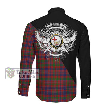 MacDonald of Boisdale Tartan Long Sleeve Button Shirt with Family Crest and Military Logo Style