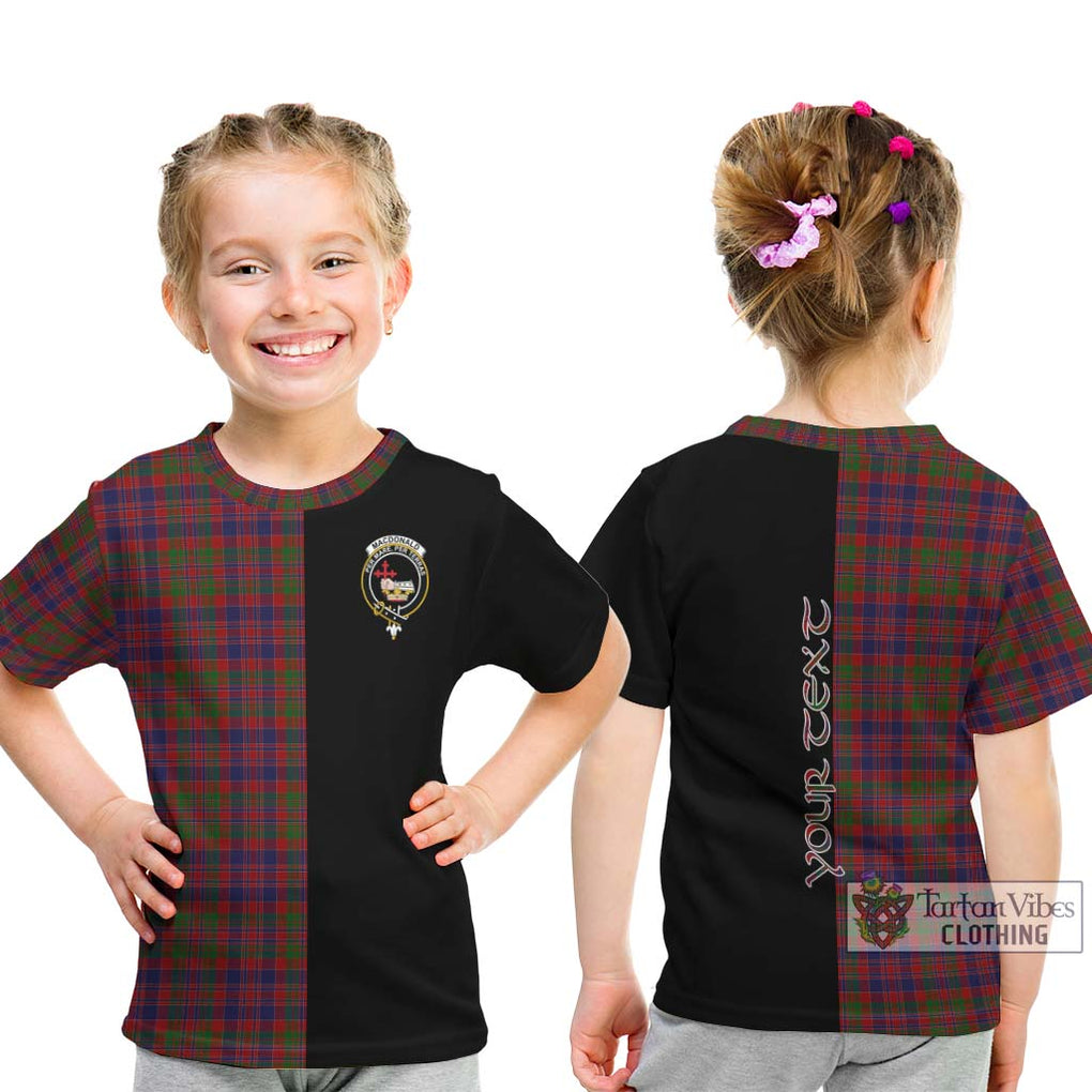 MacDonald of Boisdale Tartan Kid T-Shirt with Family Crest and Half Of Me Style - Tartanvibesclothing Shop