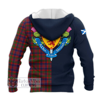 Tartan Vibes Clothing MacDonald of Boisdale Tartan Knitted Hoodie with Scottish Lion Royal Arm Half Style