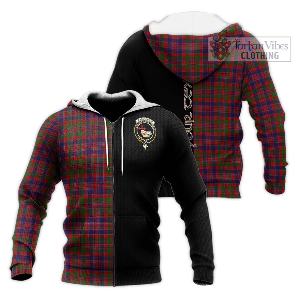MacDonald of Boisdale Tartan Knitted Hoodie with Family Crest and Half Of Me Style Unisex Knitted Zip Hoodie - Tartanvibesclothing Shop
