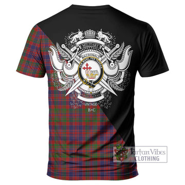 MacDonald of Boisdale Tartan T-Shirt with Family Crest and Military Logo Style - Tartanvibesclothing Shop
