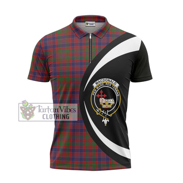 Tartan Vibes Clothing MacDonald of Boisdale Tartan Zipper Polo Shirt with Family Crest Circle Style