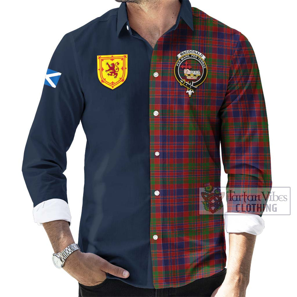 Tartan Vibes Clothing MacDonald of Boisdale Tartan Long Sleeve Button Shirt with Scottish Lion Royal Arm Half Style