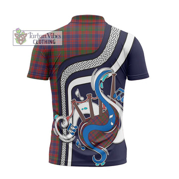 MacDonald of Boisdale Tartan Zipper Polo Shirt with Epic Bagpipe Style - Tartanvibesclothing Shop