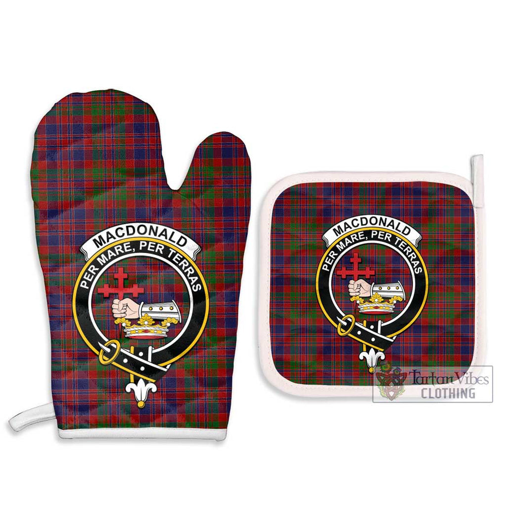 MacDonald of Boisdale Tartan Combo Oven Mitt & Pot-Holder with Family Crest Combo 1 Oven Mitt & 2 Pot-Holder White - Tartan Vibes Clothing