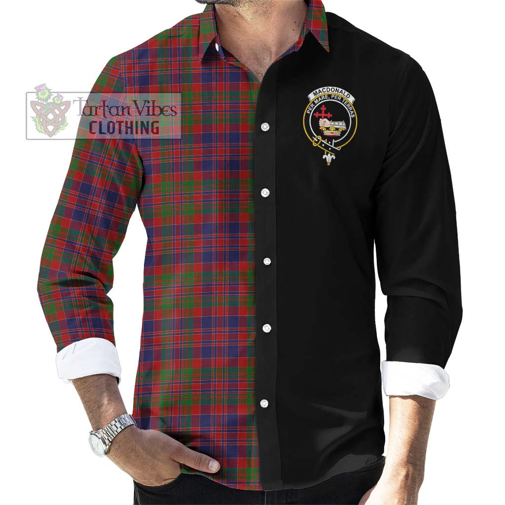 MacDonald of Boisdale Tartan Long Sleeve Button Shirt with Family Crest and Half Of Me Style - Tartanvibesclothing Shop