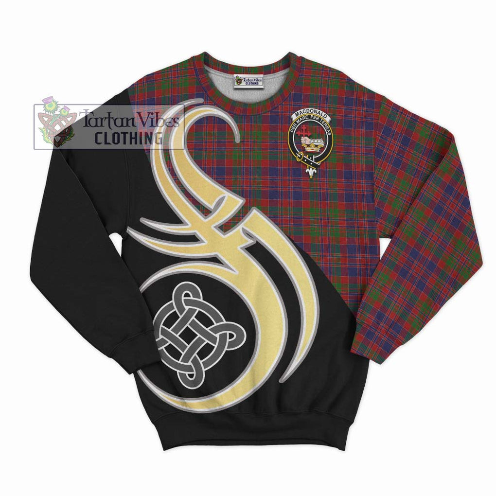 MacDonald of Boisdale Tartan Sweatshirt with Family Crest and Celtic Symbol Style - Tartan Vibes Clothing