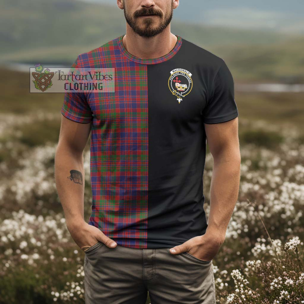 MacDonald of Boisdale Tartan T-Shirt with Family Crest and Half Of Me Style - Tartanvibesclothing Shop