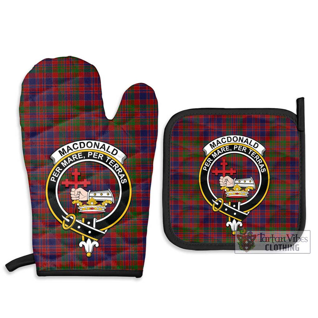 MacDonald of Boisdale Tartan Combo Oven Mitt & Pot-Holder with Family Crest Combo 1 Oven Mitt & 2 Pot-Holder Black - Tartan Vibes Clothing
