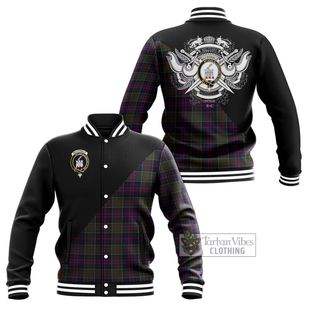 MacDonald (McDonald) of Clanranald Tartan Baseball Jacket with Family Crest and Military Logo Style Unisex - Tartanvibesclothing Shop