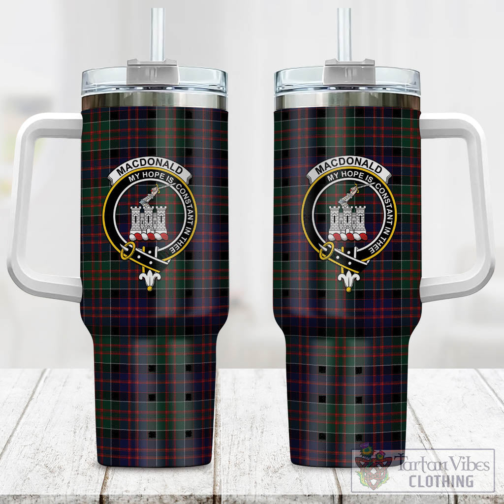 Tartan Vibes Clothing MacDonald of Clan Ranald Tartan and Family Crest Tumbler with Handle