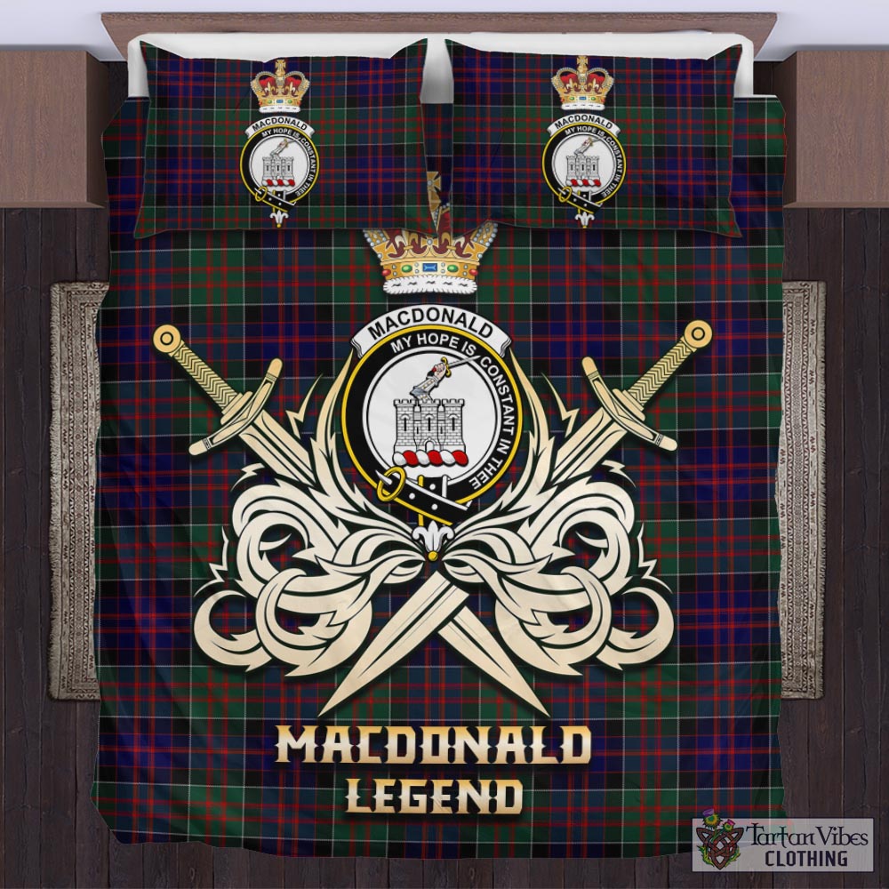 Tartan Vibes Clothing MacDonald of Clan Ranald Tartan Bedding Set with Clan Crest and the Golden Sword of Courageous Legacy