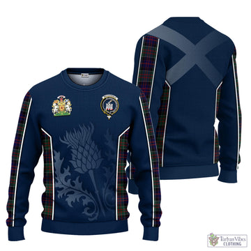 MacDonald (McDonald) of Clanranald Tartan Knitted Sweatshirt with Family Crest and Scottish Thistle Vibes Sport Style