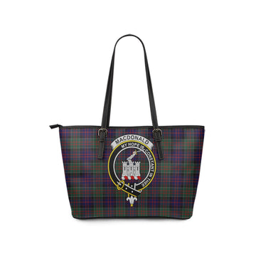 MacDonald of Clan Ranald Tartan Leather Tote Bag with Family Crest