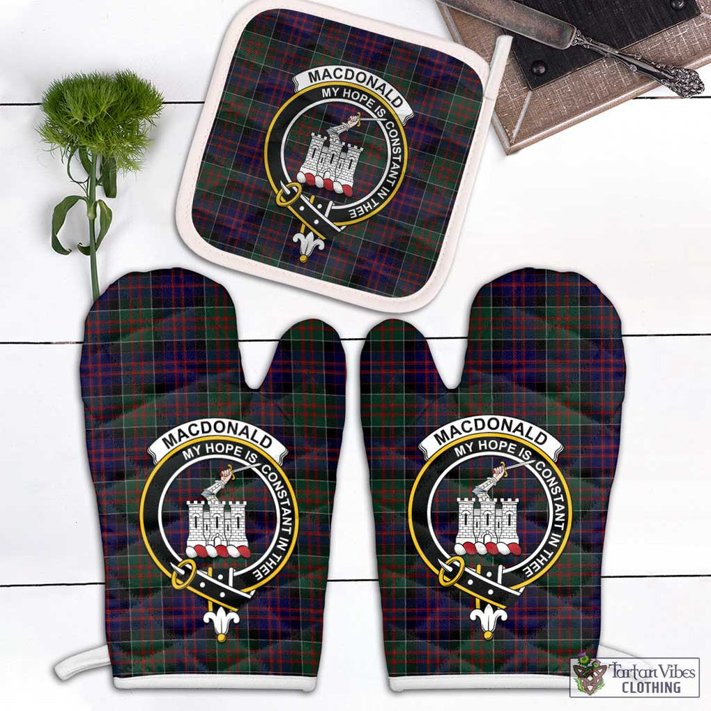 MacDonald (McDonald) of Clanranald Tartan Combo Oven Mitt & Pot-Holder with Family Crest Combo 1 Oven Mitt & 1 Pot-Holder White - Tartan Vibes Clothing