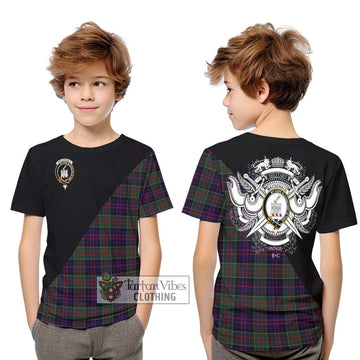 MacDonald (McDonald) of Clanranald Tartan Kid T-Shirt with Family Crest and Military Logo Style