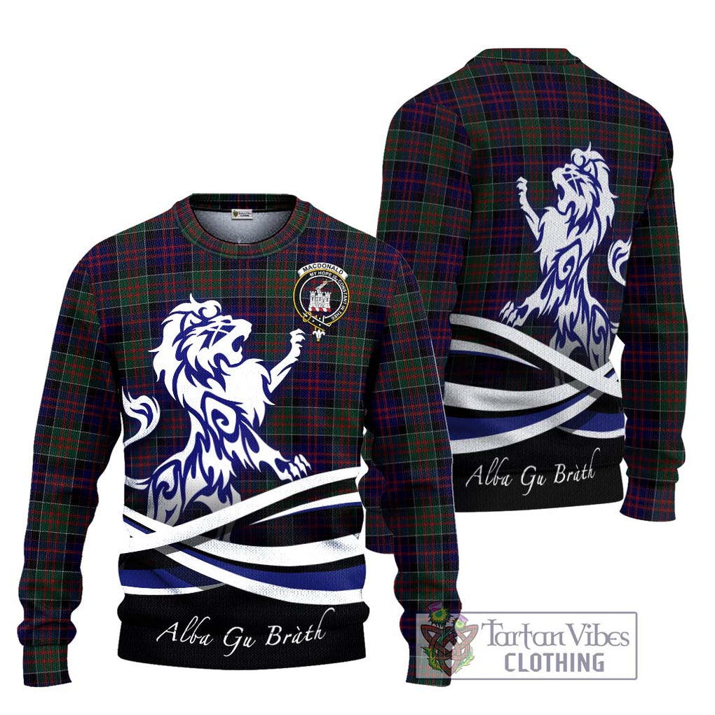 MacDonald (McDonald) of Clanranald Tartan Knitted Sweater with Alba Gu Brath Regal Lion Emblem Unisex - Tartanvibesclothing Shop