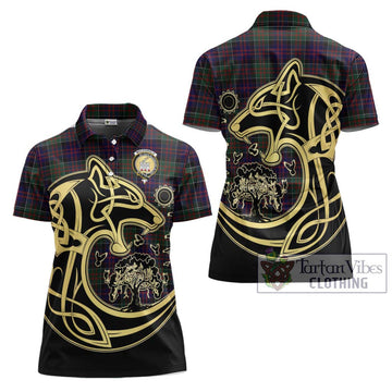 MacDonald (McDonald) of Clanranald Tartan Women's Polo Shirt with Family Crest Celtic Wolf Style