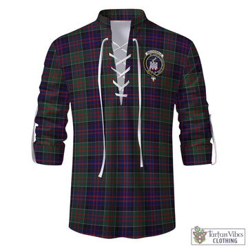 Tartan Vibes Clothing MacDonald of Clan Ranald Tartan Men's Scottish Traditional Jacobite Ghillie Kilt Shirt with Family Crest