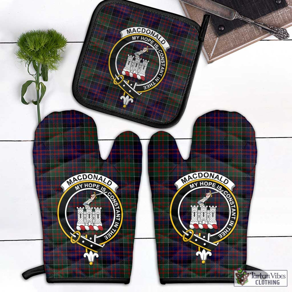 MacDonald (McDonald) of Clanranald Tartan Combo Oven Mitt & Pot-Holder with Family Crest Combo 1 Oven Mitt & 1 Pot-Holder Black - Tartan Vibes Clothing