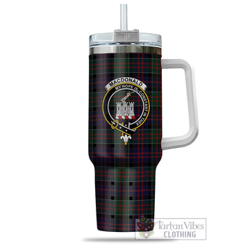 Tartan Vibes Clothing MacDonald of Clan Ranald Tartan and Family Crest Tumbler with Handle