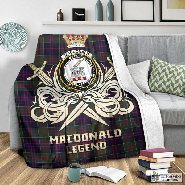 MacDonald (McDonald) of Clanranald Tartan Blanket with Clan Crest and the Golden Sword of Courageous Legacy