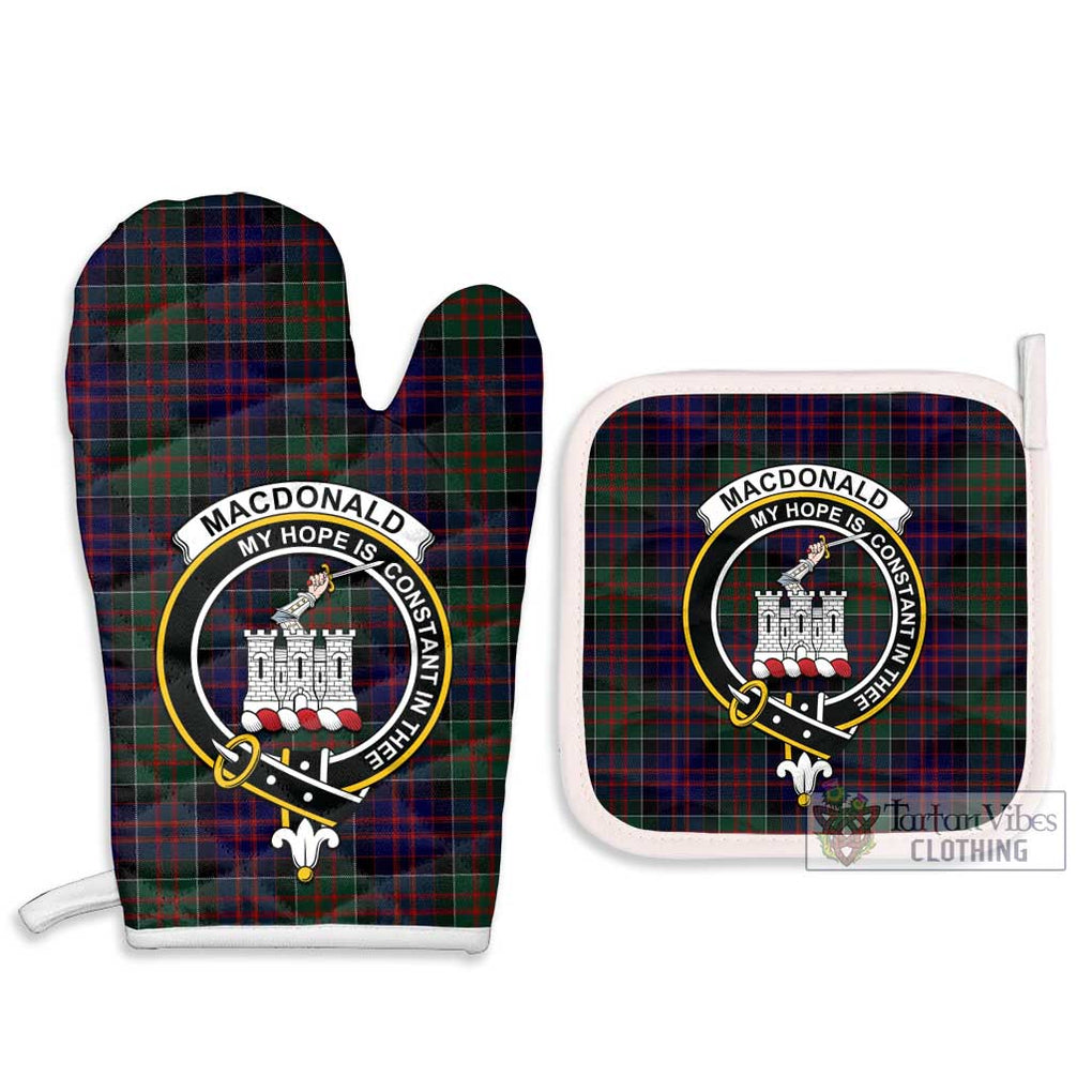 MacDonald (McDonald) of Clanranald Tartan Combo Oven Mitt & Pot-Holder with Family Crest Combo 1 Oven Mitt & 2 Pot-Holder White - Tartan Vibes Clothing