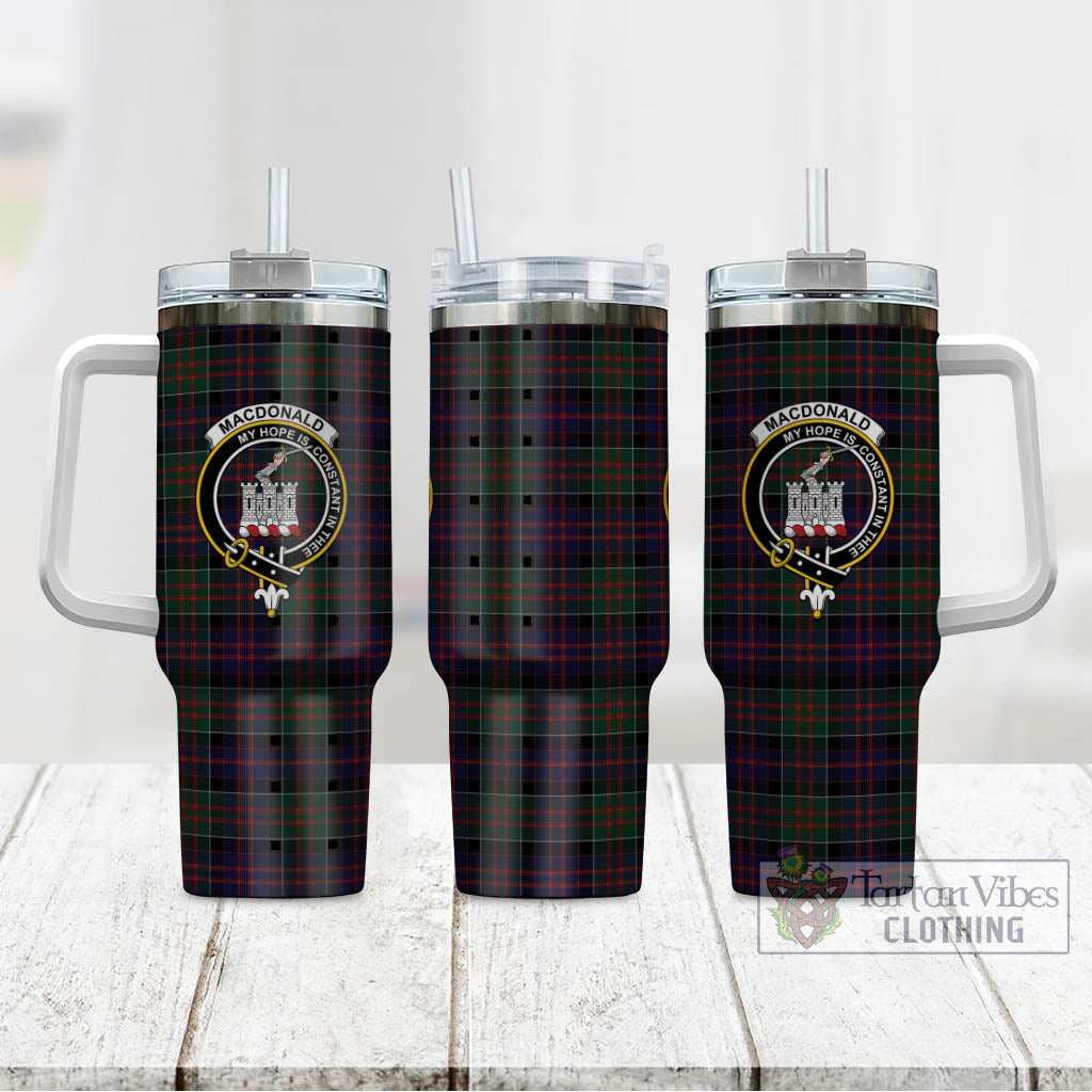 Tartan Vibes Clothing MacDonald of Clan Ranald Tartan and Family Crest Tumbler with Handle