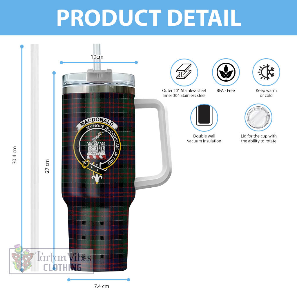 Tartan Vibes Clothing MacDonald of Clan Ranald Tartan and Family Crest Tumbler with Handle