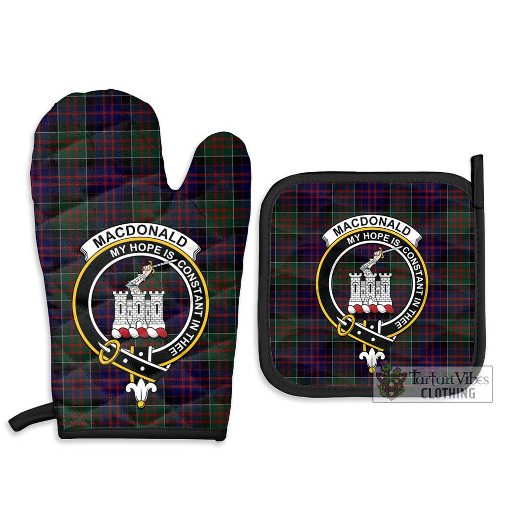 MacDonald (McDonald) of Clanranald Tartan Combo Oven Mitt & Pot-Holder with Family Crest Combo 1 Oven Mitt & 2 Pot-Holder Black - Tartan Vibes Clothing