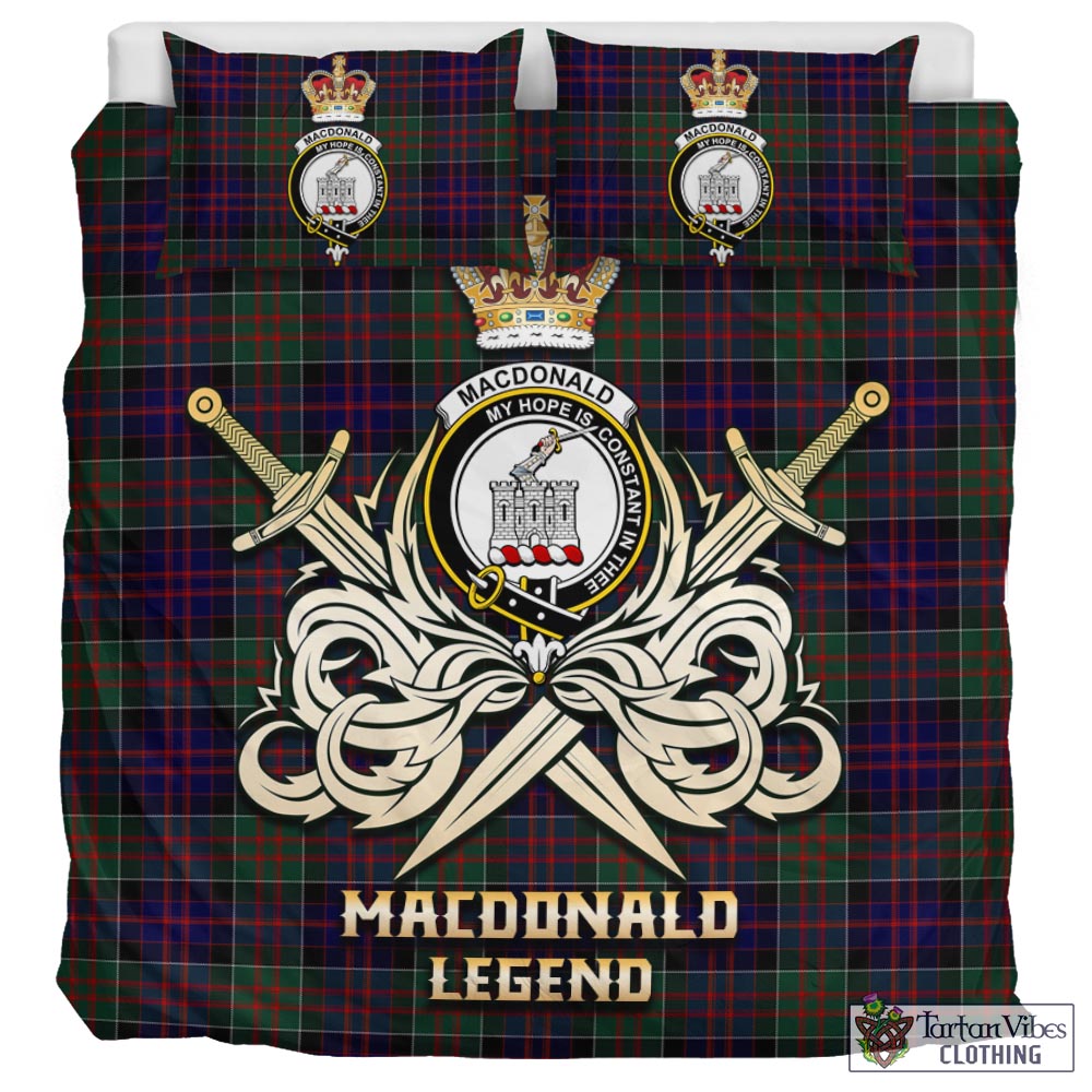 Tartan Vibes Clothing MacDonald of Clan Ranald Tartan Bedding Set with Clan Crest and the Golden Sword of Courageous Legacy