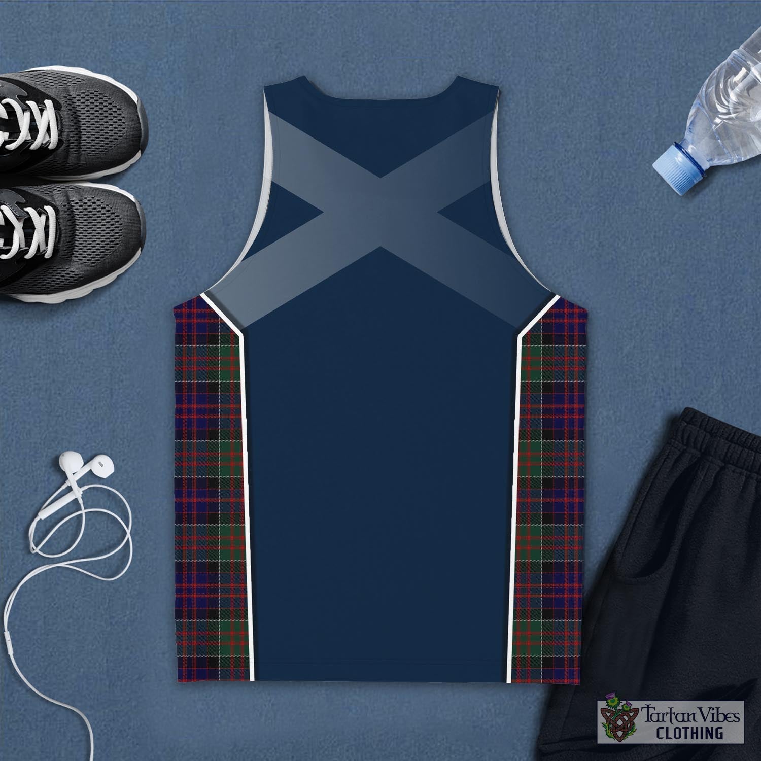 Tartan Vibes Clothing MacDonald of Clan Ranald Tartan Men's Tanks Top with Family Crest and Scottish Thistle Vibes Sport Style